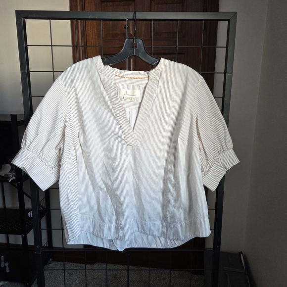 Anthropologie Tops - Plus Size Anthropologie White Striped Blouse